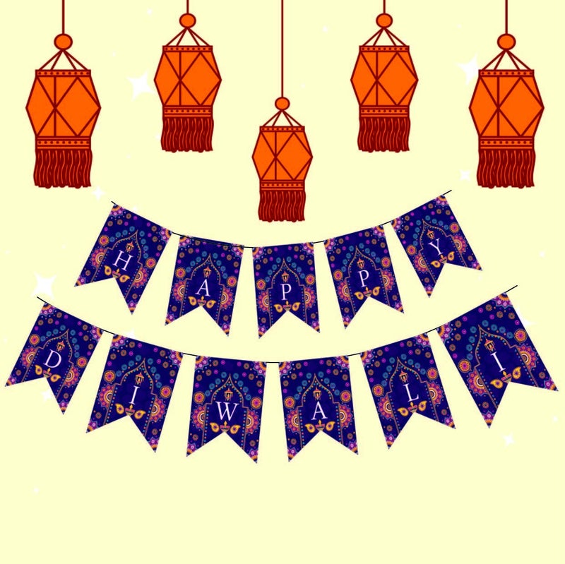 Innovera Design Happy Diwali Banner Bunting for Diwali Decoration to Brighten Your Home, Office, Retail Store - Happy Diwali Decoration Items - Image 3