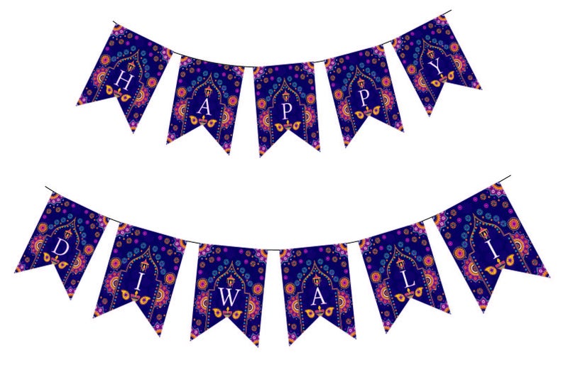 Innovera Design Happy Diwali Banner Bunting for Diwali Decoration to Brighten Your Home, Office, Retail Store - Happy Diwali Decoration Items - Image 1