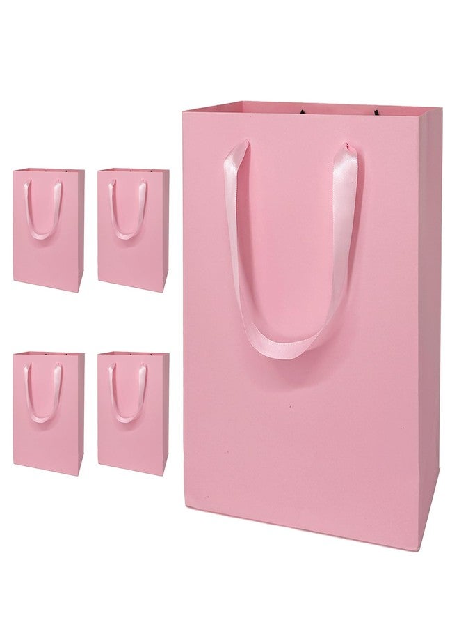 MOXARYSU 5 Pcs Medium Pink Gift Bags: 8x5x10 Inches Gift bags With Handles Party Favor Bags For Party,Birthday,Baby Shower,Wedding（Pink, No Tissue Paper） - Image 1