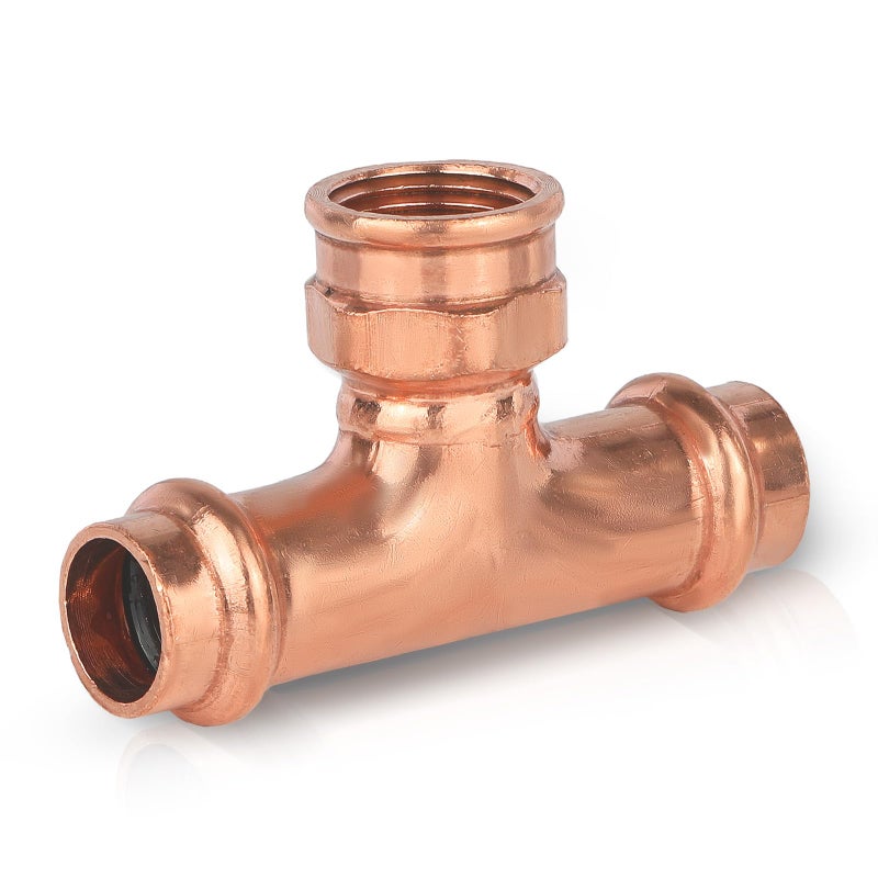 HeSun 1Pack HeSun Copper Press Female Tee 34P x 34P x 12 Female NPT Pressure Fittings PxPxFNPT for Copper Tube ConnectionPRESS078 - Image 2