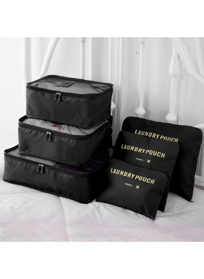 أف بي سي FPC 6 قطعة السفر حقائب تخزين مربع التعبئة والتغليف مكعب مجموعة تخزين حقيبة مقاومة للماء حقيبة الملابس السفر - أسود - Image 3