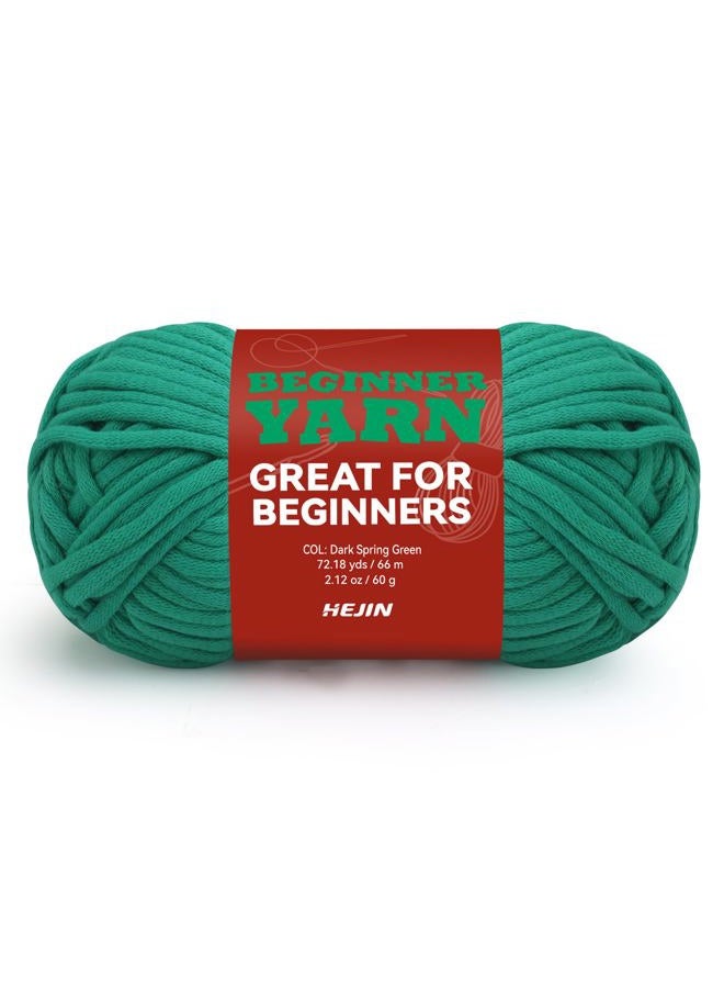 HEJIN 60g Spring Green Yarn for Crocheting and Knitting;66m (72yds) Cotton Yarn for Beginners with Easy-to-See Stitches;Worsted-Weight Medium #4;Cotton-Nylon Blend Yarn for Beginners Crochet Kit Making - Image 1