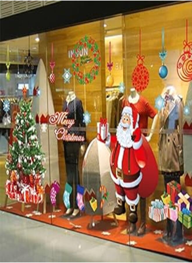 Decorative christmas sticker -Chritmas tree, balls and Santa Claus (100x35cm) 