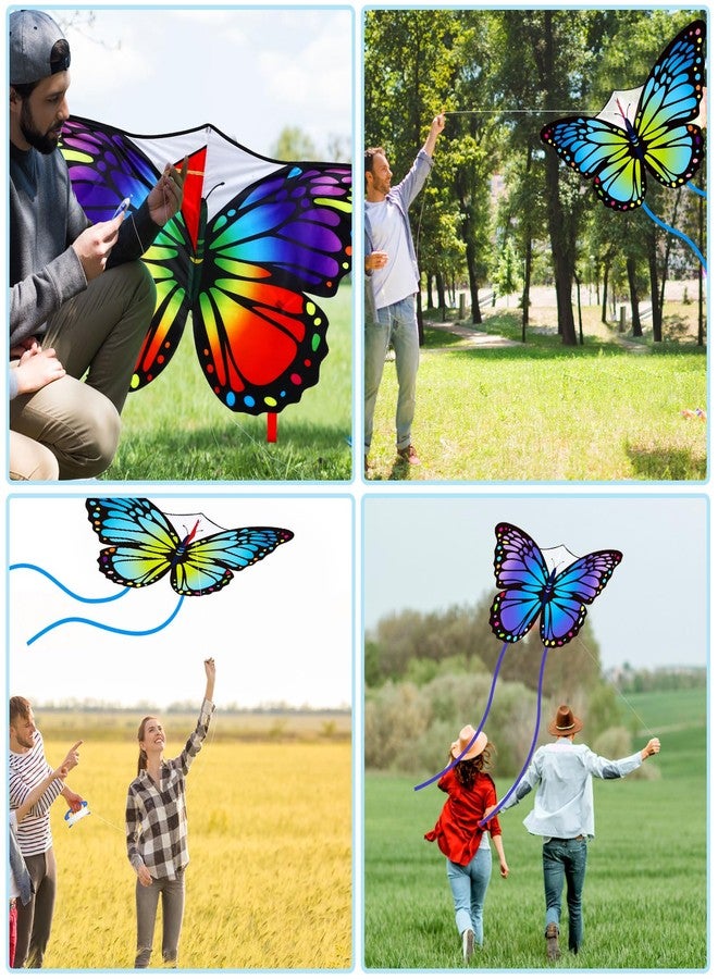 Silipull 3 Pcs Butterfly Kite 55 x 28 Large Kites with 328ft Kite String Beach Colorful Kites for Adults Beginner Outdoor Supplies - Image 3