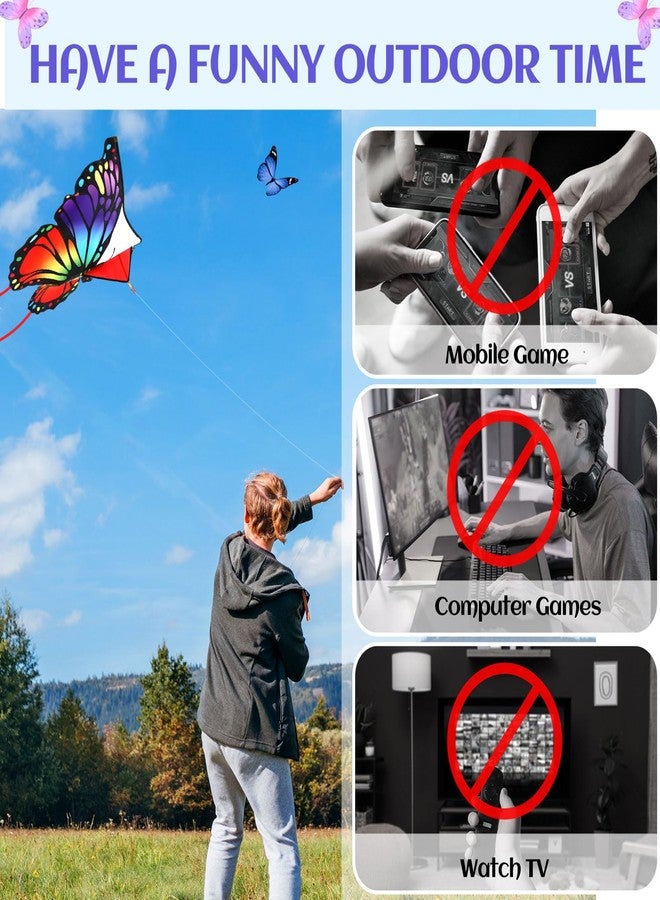 Silipull 3 Pcs Butterfly Kite 55 x 28 Large Kites with 328ft Kite String Beach Colorful Kites for Adults Beginner Outdoor Supplies - Image 5