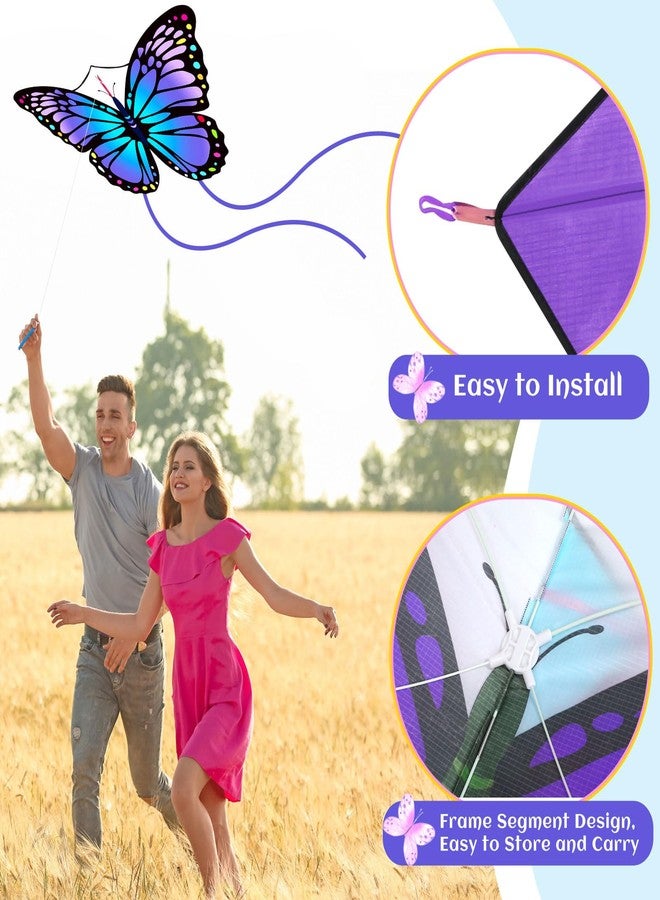 Silipull 3 Pcs Butterfly Kite 55 x 28 Large Kites with 328ft Kite String Beach Colorful Kites for Adults Beginner Outdoor Supplies - Image 4