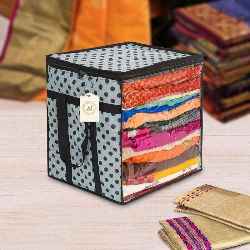 SHAPING FABRIC Premium Saree Storage Bag - Large Polka Dot Organizer with Transparent Window - Image 5