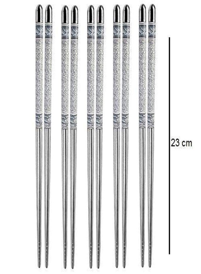 AIMERS 5 Pair Stainless Steel Chopsticks Lightweight Easy to Use Metal Reusable Chop Stick for Noodles Sushi Thai Foods at Dinner for Home Hotels Restaurant - Image 3