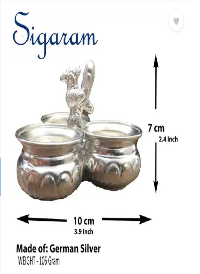 Sigaram German Silver 4x3 Inch Peacock Handle Peacock Handle Panchwala Kum Kum Bharani for Home Pooja Decor K2569 - Image 5