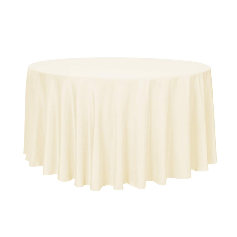 sancua Round Tablecloth 120 Inch Water Resistant Spill Proof Washable Polyester Table Cloth Decorative Fabric Table Cover for Dining Tables Buffet Parties and Camping Beige