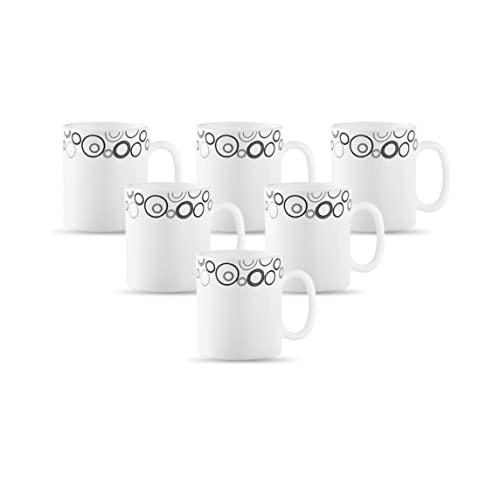 La Opala Diva, Opal Glass Coffee Mug Set Cylinder Medium 6 pcs, Misty Drops, White - Image 1