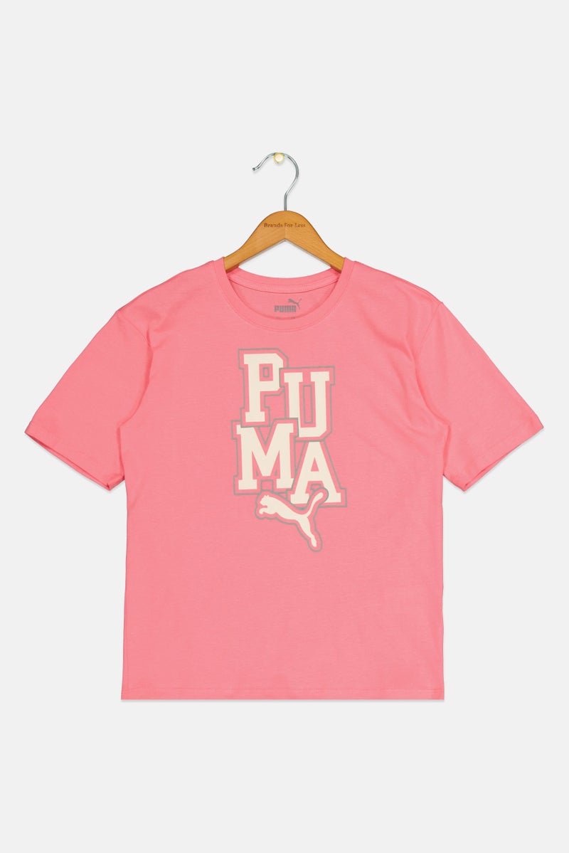 PUMA Kids Girl Sportswear Fit Short Sleeve Outdoor T-Shirt, Pink - Image 3