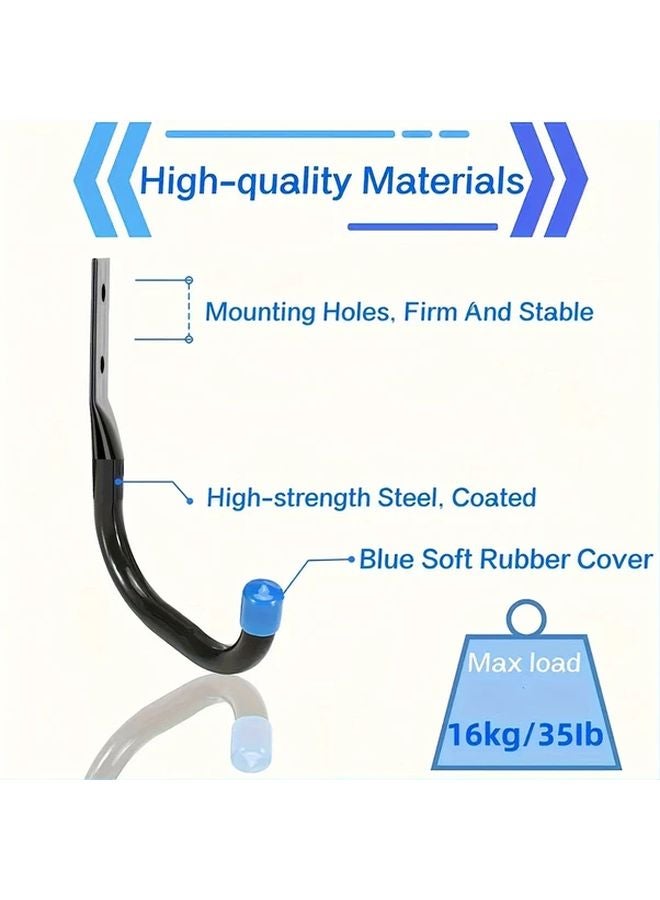 10 Pack Blue Heavy Duty Metal Garage Storage Hooks Anti Slip Rubber Coating Wall Mount - Image 3