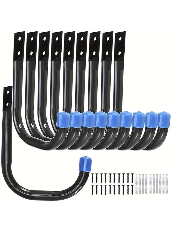 10 Pack Blue Heavy Duty Metal Garage Storage Hooks Anti Slip Rubber Coating Wall Mount - Image 2