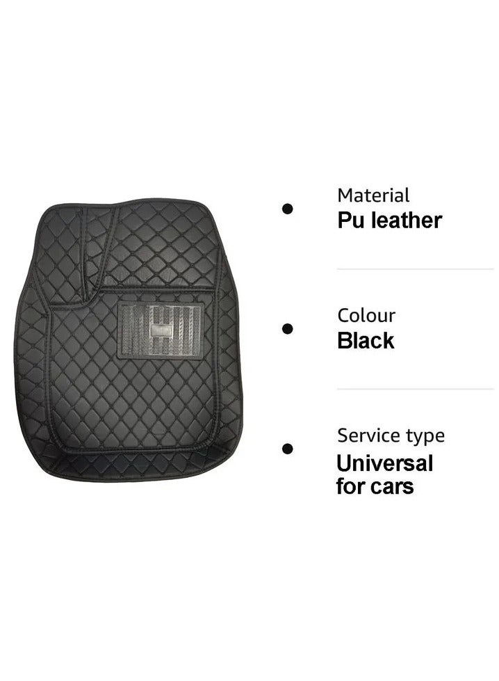 5Pcs Set Universal Car Floor Mat Set Car 3D Mat Set Contrast Stitching Mat Black