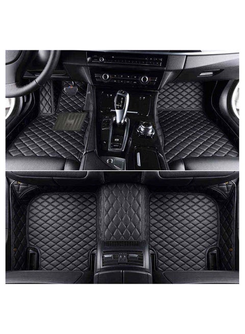 5Pcs Set Universal Car Floor Mat Set Car 3D Mat Set Contrast Stitching Mat Black