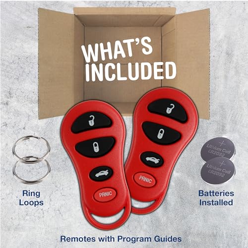 KeylessOption 2X KeylessOption Key Fob Replacement for 2001 2002 2003 2004 2005 2006 Chrysler 300 Sebring Dodge Viper Interpid Stratus Jeep Liberty Remote, 4-Button GQ43VT17T, Programming Guide Included - Image 2