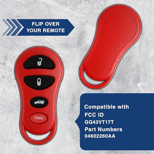 KeylessOption 2X KeylessOption Key Fob Replacement for 2001 2002 2003 2004 2005 2006 Chrysler 300 Sebring Dodge Viper Interpid Stratus Jeep Liberty Remote, 4-Button GQ43VT17T, Programming Guide Included - Image 4