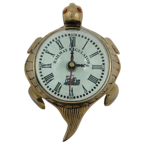 Analog Wall Clock Railway Clock Turtle Shape Brass Heavy Clocks Vintage Wall Clock