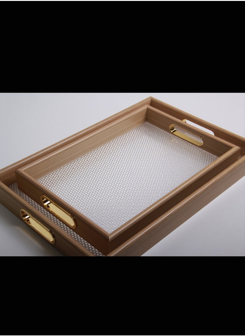 A set of elegant transparent rectangular hospitality trays, adding a touch of elegance to your table.