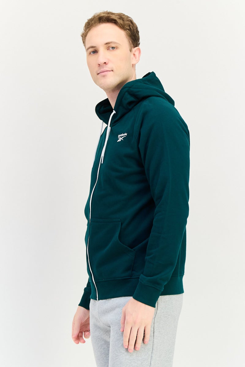 Reebok Men Sportswear Fit Long Sleeve Outdoor Terry Hoodie, Green - Image 3