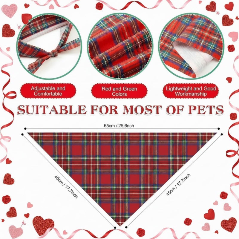 Shyyween 100 Pcs Valentine's Day Red Plaid Dog Bandanas Bulk for Dogs Soft Bibs Adjustable Triangle Bandana for Small Medium Large Pet Costume(25.6 x 17.7 x 17.7 Inch) - Image 3