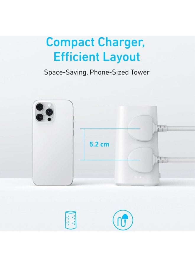 12 in 1 Multi  20W USB C Fast Charging Power Strip - Black - Image 3