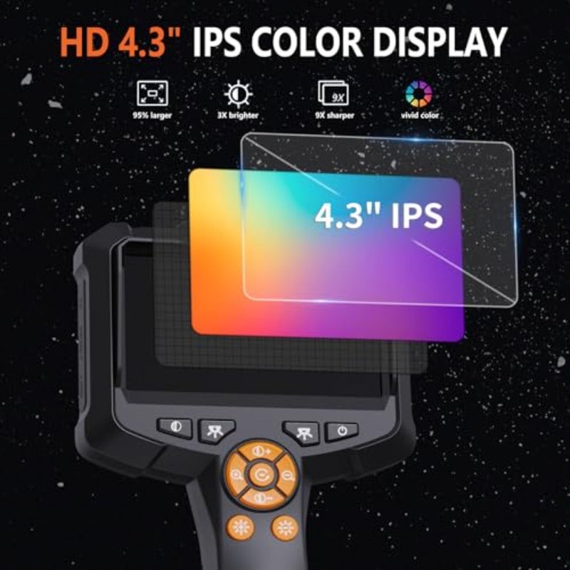 Endoscope Camera with Light IP67 Waterproof 1080P HD Borescope with 8 Adjustable Lights 4.3" Endoscope with 16.4ft Semi-Rigid Snake Camera Mechanical Tool for Automotive HVAC Plumbing 4.3" IPS Screen IP67 Waterproof and 16.5ft Semi-Rigid Flexible Snake Probe - Image 2