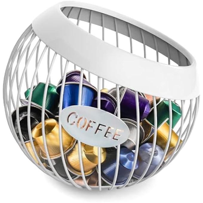 Unity Coffee Pod Holder Large Capacity Steel Espresso Coffee Capsule Holder Coffee Storage Organizer Suitable For Coffee Capsule Fruit Candy White 1 - Image 1