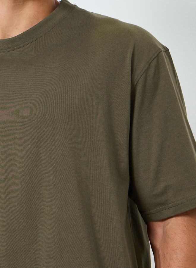 Styli Men Olive Green Graphic Print Oversized T-Shirt - Image 3