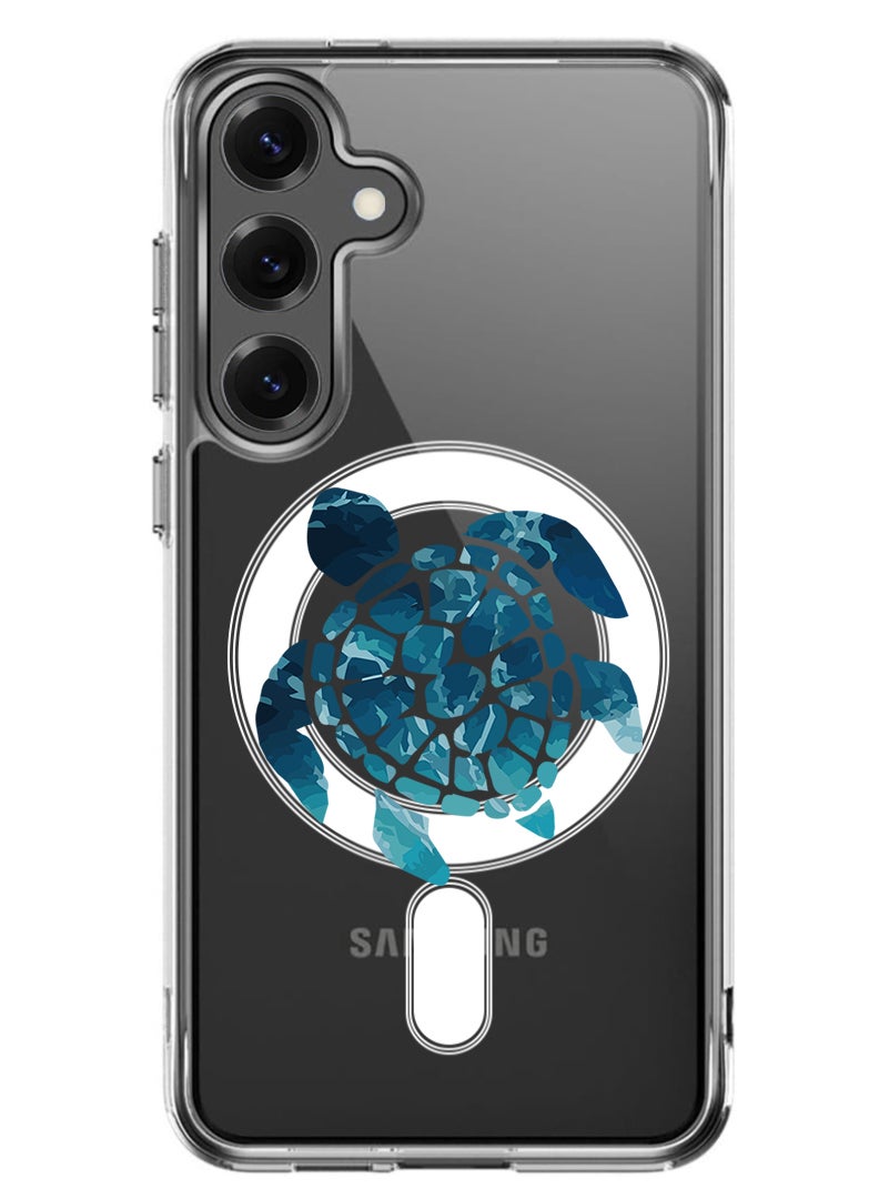 Theodor Magnetic Case for Samsung Galaxy S25 Plus 6.7-inch Compatible with MagSafe Wireless Charging, Shockproof Phone Bumper Cover Blue Turtle - Image 1
