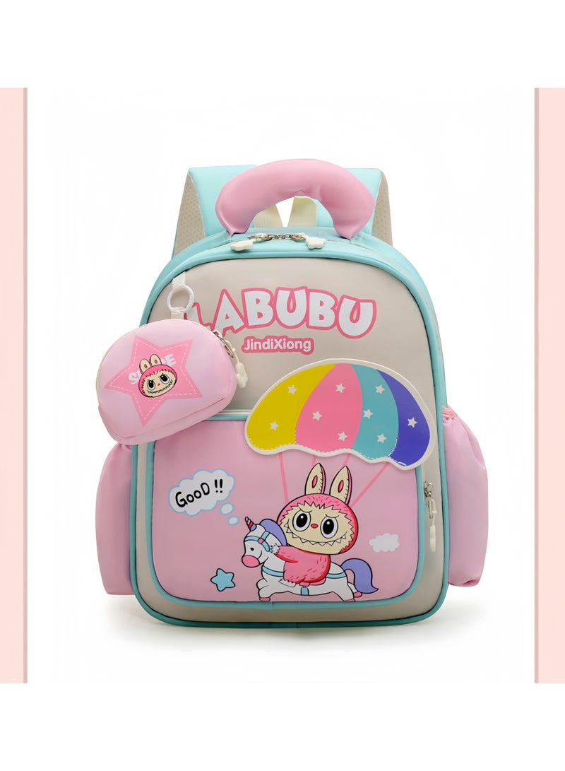 لابوبو حقيبة مدرسية جديدة رائعة لرياض الأطفال، حقيبة ظهر خفيفة الوزن من القماش للأطفال، بتصميم كرتوني لطيف للأولاد والبنات - Image 1