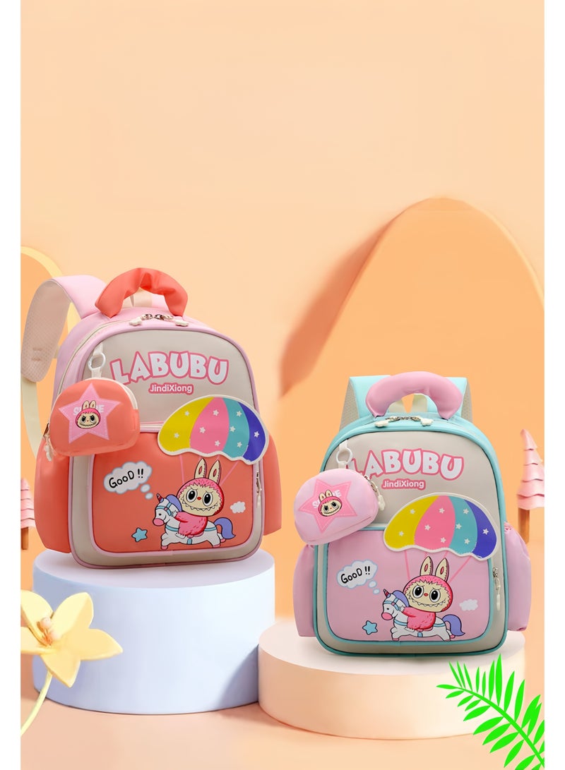 لابوبو حقيبة مدرسية جديدة رائعة لرياض الأطفال، حقيبة ظهر خفيفة الوزن من القماش للأطفال، بتصميم كرتوني لطيف للأولاد والبنات - Image 4