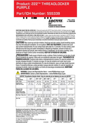 Loctite 222 Threadlocker For Automotive: High-Temperature, Low-Strength, Anaerobic, One-Piece Assembly, Non-Corrosive, Locks And Seals | Purple, 6 Ml Tube (Pn: 38653-555339) - pzsku/ZFC9B65EC9CD5CCF9D9F5Z/45/_/1726644619/5368c33f-72a7-4d4c-bacf-4248ee425c60