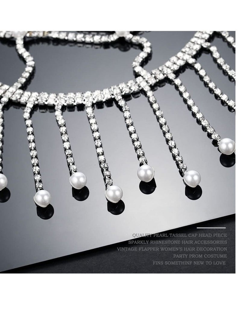 SYOSI Head Chain Rhinestone Headpieces Cap Vintage Crystal Head Chain - Image 3