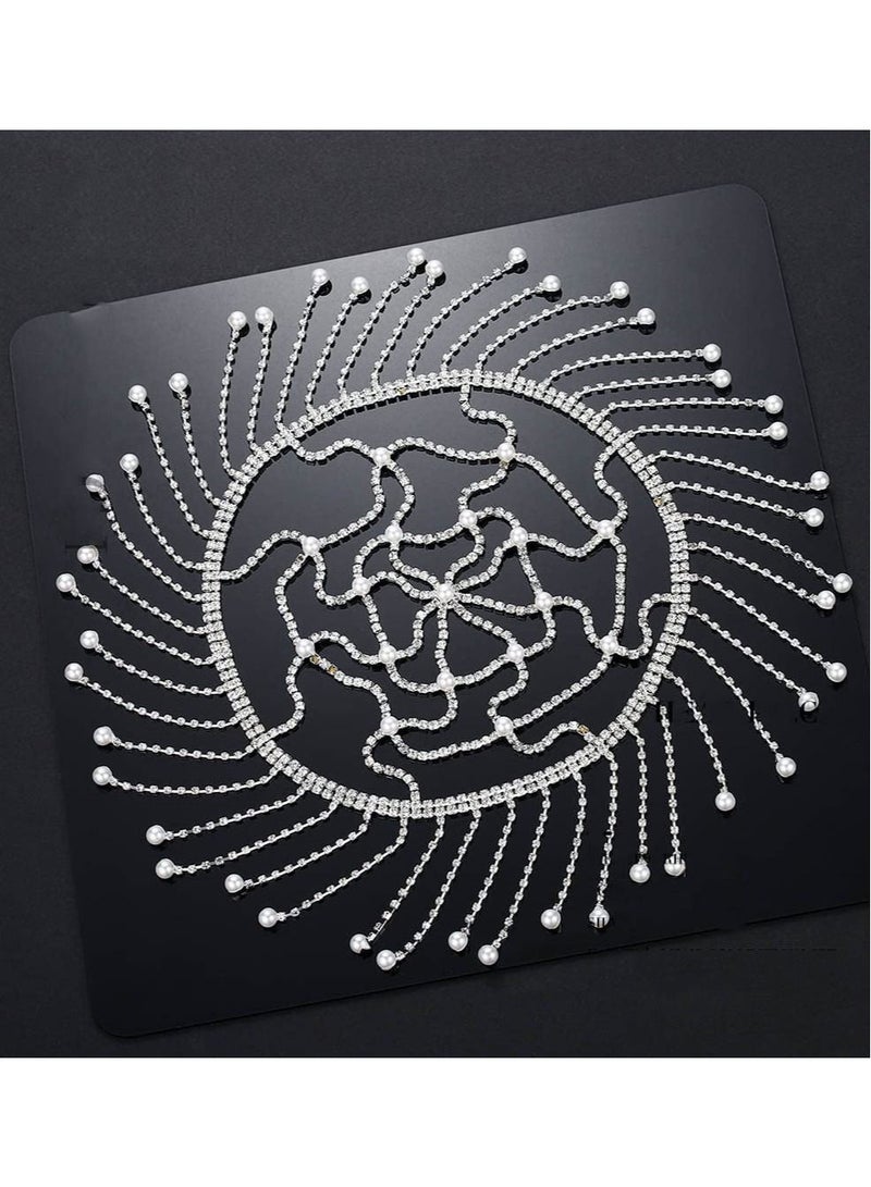 SYOSI Head Chain Rhinestone Headpieces Cap Vintage Crystal Head Chain - Image 2