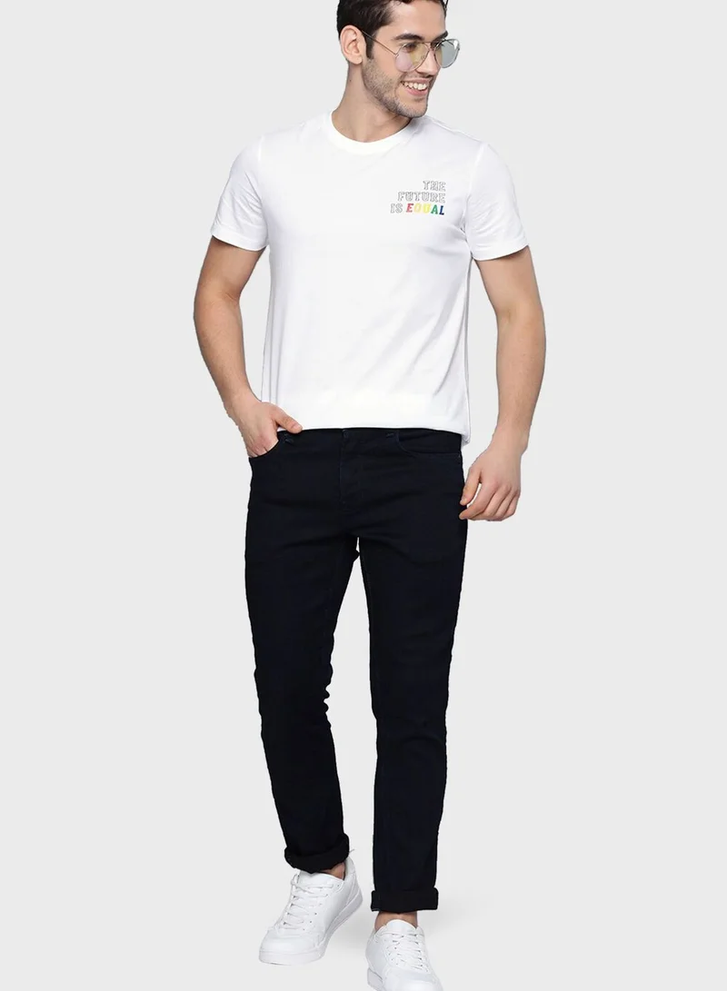 Mast & Harbour Printed Crew Neck T-Shirt