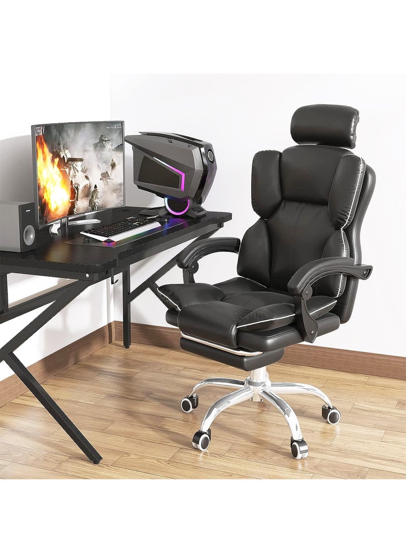 GT-Wheel Ergonomic Desk Computer Chair High Back Gaming Office Chair with Lumbar Support Adjustable Swivel Retractable Footrest and Arm-Rest - Image 2