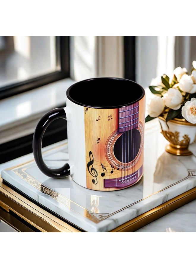 Guitar Coffee Mug Novelty Guitar Pattern Mug Gifts for Teacher Musician Guitar Enthusiasts - 11.5 oz Ceramic Guitar Coffee Cup Birthday Christmas Gifts for Men Women - Image 4