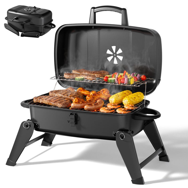 MASTER COOK Portable Charcoal Grill, Foldable Lightweight BBQ Grill with Adjustable Air Vent and 330 sq.in. Cooking Area Outdoor RV, Hiking, Camping, Patio, Tailgating - Image 1