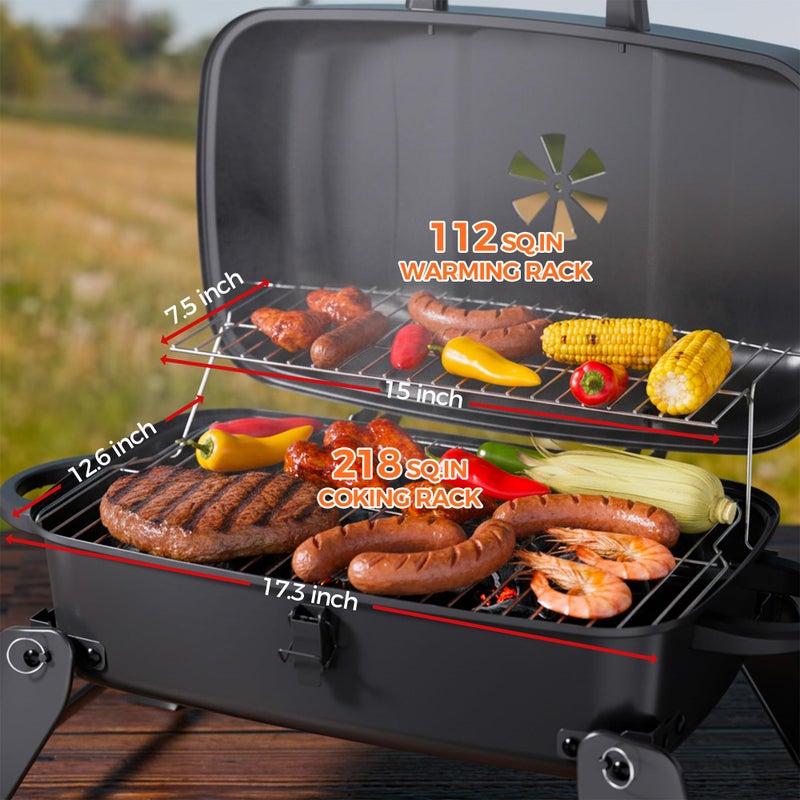 MASTER COOK Portable Charcoal Grill, Foldable Lightweight BBQ Grill with Adjustable Air Vent and 330 sq.in. Cooking Area Outdoor RV, Hiking, Camping, Patio, Tailgating - Image 4