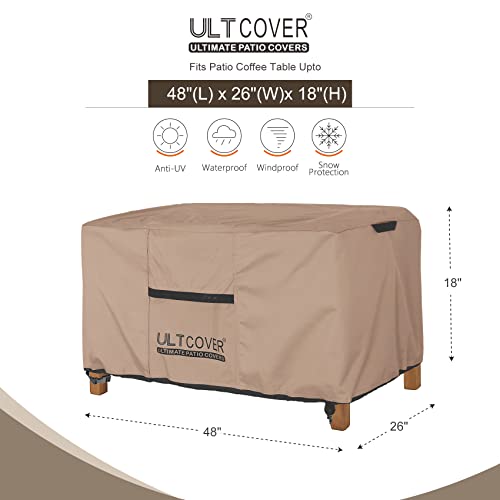 ULTCOVER Patio Coffee Table Cover, Waterproof Rectangular Outdoor Small Side Table Cover 48x26x18 inch - Image 2