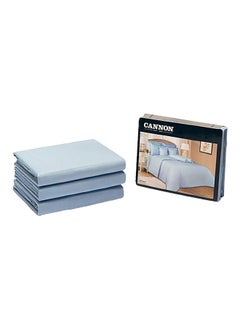 Cannon 3-Piece Machine Washable High Quality Queen Fitted Sheet Set Blue 6 x 30 x 25 cm CN Q3PCFTDT300-BLUD 