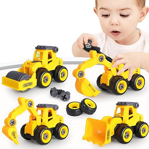 Storio Mechanical DIY Construction Engineering Car Toy Set of 4 | Kids STEM Sand Toys for Toddlers Age 3-5, Building Sandbox Toys Truck, Birthday Gifts for Boys 2 3 4 5 6 Year Old - Set of 4 - Image 5
