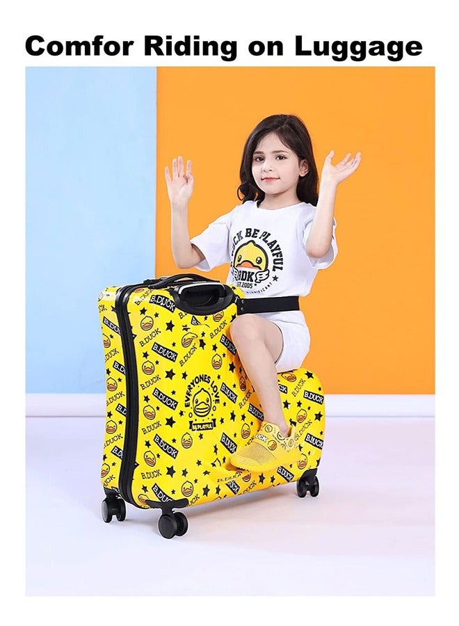 RollsTimi  Kids Luggage Traveling Ride-On Suitcase, Children's Unique Design Ride-On Luggage Buffy Duck Yellow - Image 3