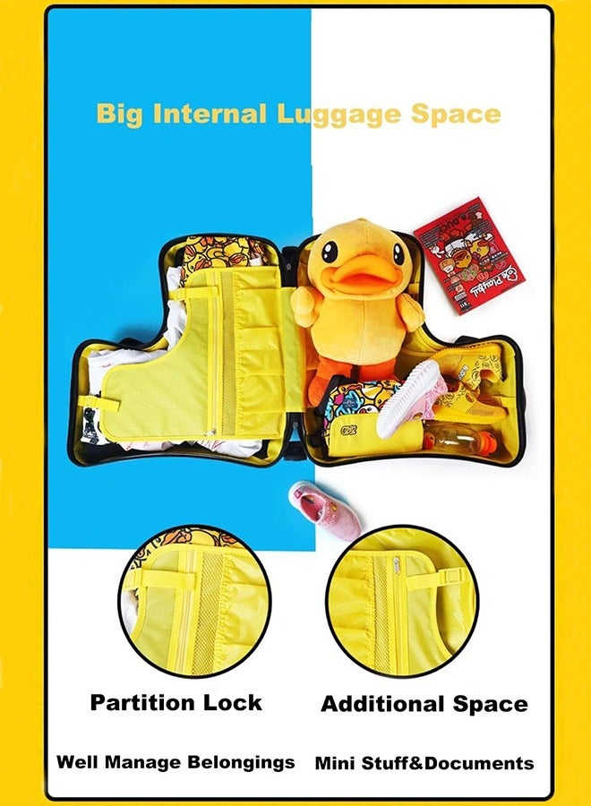 RollsTimi  Kids Luggage Traveling Ride-On Suitcase, Children's Unique Design Ride-On Luggage Buffy Duck Yellow - Image 4