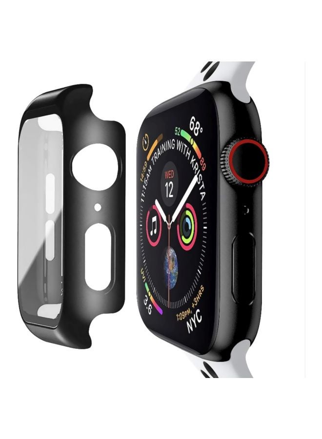 Smart Band PC Plated Snap-On Case With Protective Glass For Apple Watch 40mm Black/Clear - Image 2