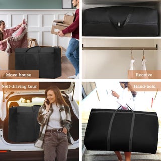 4 Pack 125L Moving Boxes Large Strong with Zips, Waterproof 600D Oxford Fabric Big Bag Moving Bags for Clothes, Duvet, Laundry, Black No-Smell - view 3