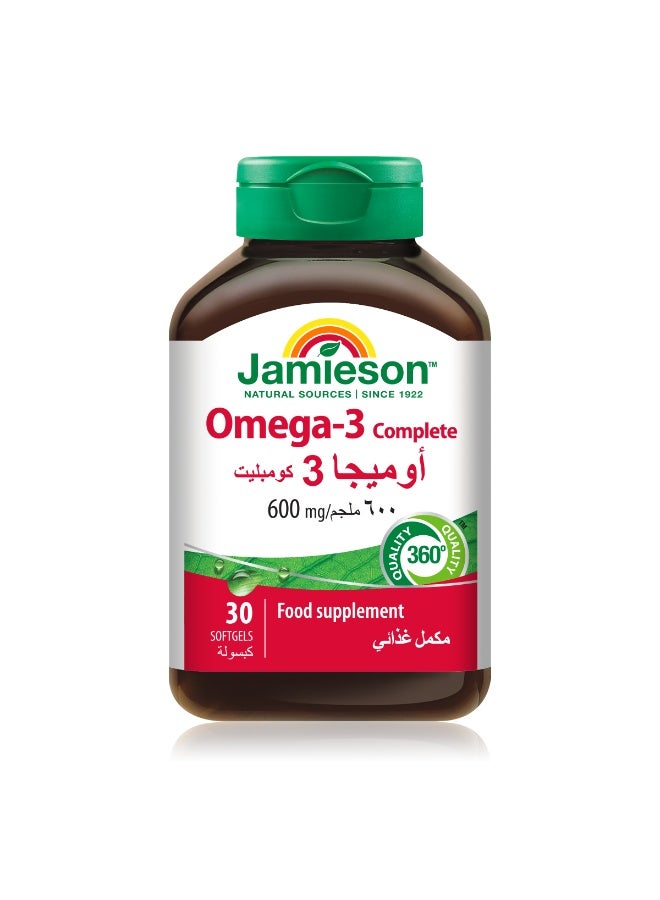 Jamieson Omega 3 Complete 600 Mg 30 Softgels - Image 1