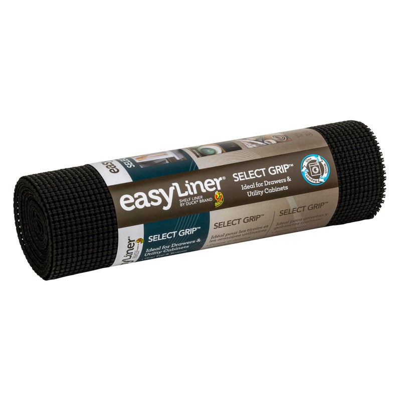 Duck Brand Select Grip Easy Liner Shelf and Drawer Liner, Non-Adhesive, 12-Inch x 10-Feet, Black - Image 1